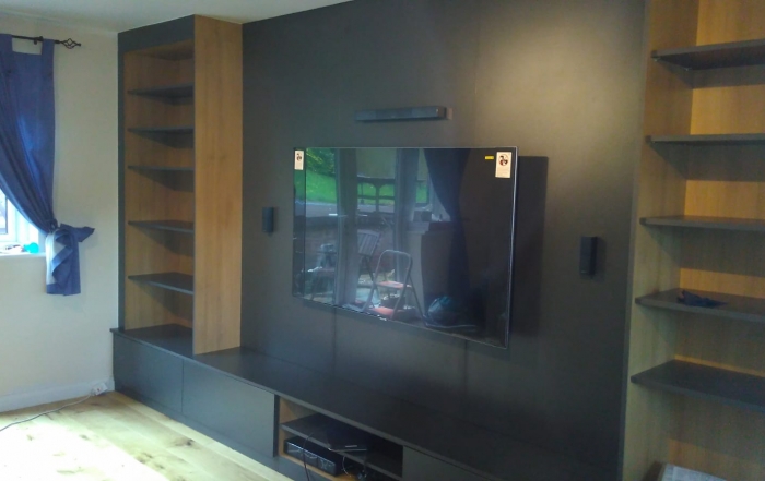 bespoke media wall - fitted furnitutre in kent